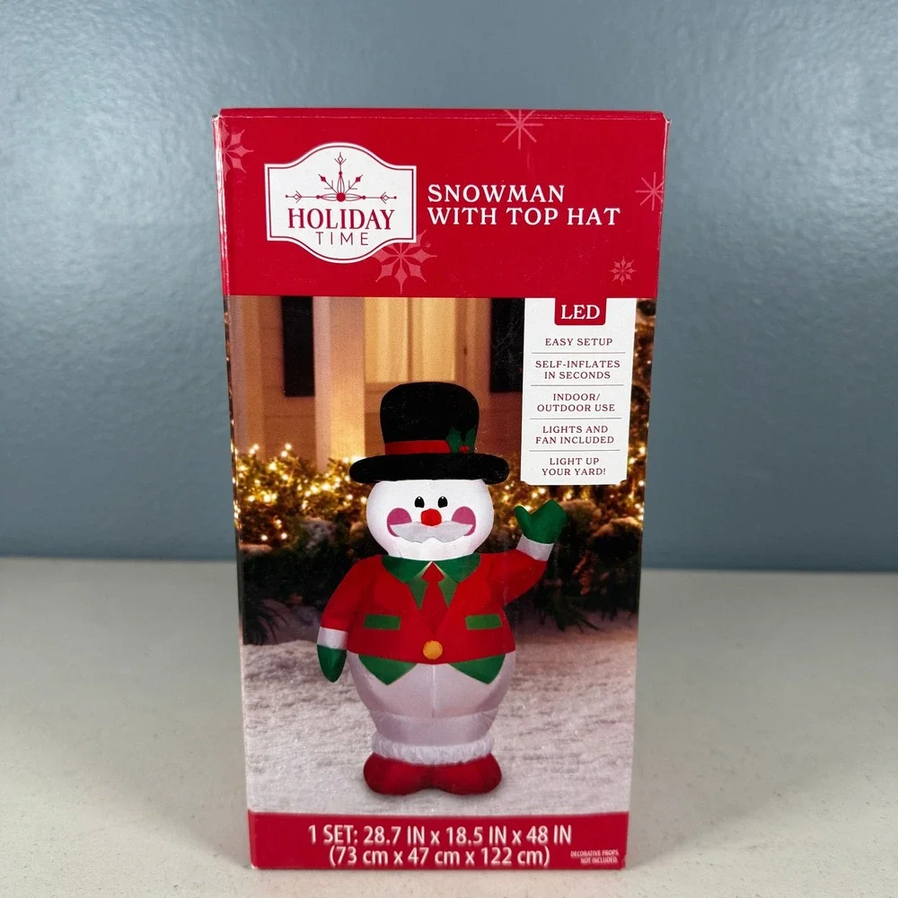 Holiday Time 4ft Snowman with Top Hat LED Inflatable Christmas Decor 866076